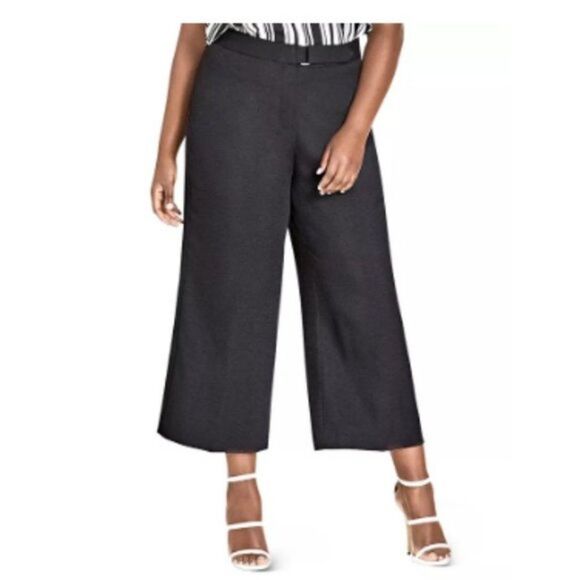 City Chic Plus Elegant Tab-Front Culotte black size 20 - Picture 1 of 8